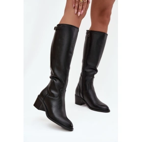 Dámske čižmy na podpätku 58589 Black - VINCEZA Dámske čižmy na podpätku 58589 Black - VINCEZA