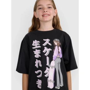 Dievčenské tričko oversize s potlačou 4F 4FJRAW25TTSHF2936-20S Dievčenské tričko oversize s potlačou 4F 4FJRAW25TTSHF2936-20S