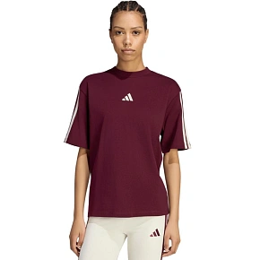 Koszulka damska adidas Essentials 3-Stripes Boyfriend bordowa KX0793 Koszulka damska adidas Essentials 3-Stripes Boyfriend bordowa KX0793