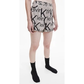 Dámske pyžamové kraťasy QS6851E 5VM béžová/čierna - Calvin Klein