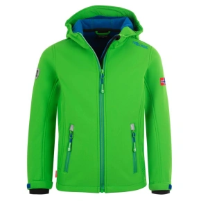 Detská softshellová bunda TrollKids Trollfjord Jacket bright green/med blue vetruodolná zelená (161-304)