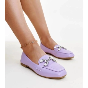 Dámske mokasíny s ozdobnou prackou M615 Purple light purple - Wellspring