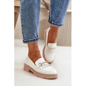 Dámske mokasíny W-16 White with beige - DAY-VINE Obuv