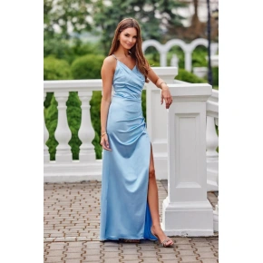 Dlhé šaty SUK0445 svetlomodré - Roco Fashion