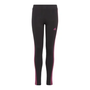 Dámske legíny s 3 prúžkami Jr IC3627 Black with Pink - Adidas