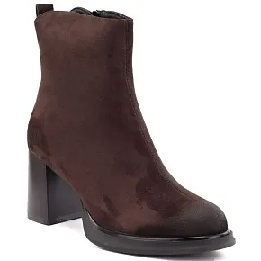 Dámske členkové topánky na podpätku a platforme v čokoládovej farbe Potocki SZ12844