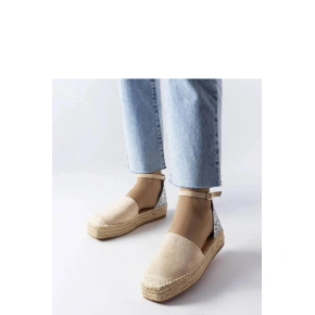 Dámske espadrilky 22883 Béžové so striebornou - FLYFOR