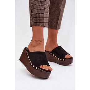 Topánky na platforme DM487 čierno-zlaté – Step in style