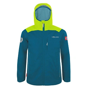 Trollkids Detská bunda Bergen Bunda do dažďa petrol/lime pre chlapcov/dievčatá (610-151)