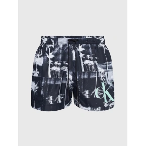 Pánske čierno-biele plavky s palmami KM0KM00968 0GL - Calvin Klein