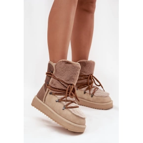 Dámske snehové topánky s kožušinou DFSH370012 Beige - DFranklin Dámske snehové topánky s kožušinou DFSH370012 Beige - DFranklin