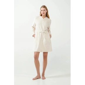 Dámsky flísový župan na zips 21360 Ecru - Vamp