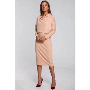 Dámske pletené šaty S245 Beige - Stylove