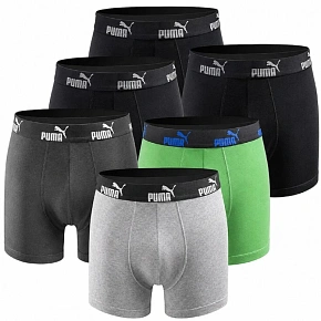 Boxerské šortky Puma pre mužov Boxershorts 6PAK čierne, zelené, sivé Boxerské šortky Puma pre mužov Boxershorts 6PAK čierne, zelené, sivé