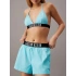 Dámske plážové šortky KW0KW02482 DCE light blue - Calvin Klein