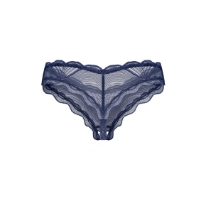 Dámske tangá Nightly Blue Crotchless Dark Blue - Obsessive