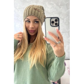Čiapka s fleecom Paulina K227 khaki - Oliwier