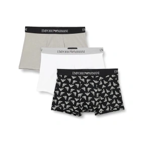 Pánske boxerky 111625 4R722 18111 sivá/biela/potlač - Emporio Armani