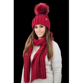 Súprava čiapky a šálu K.23.211.21 dark red - Kamea