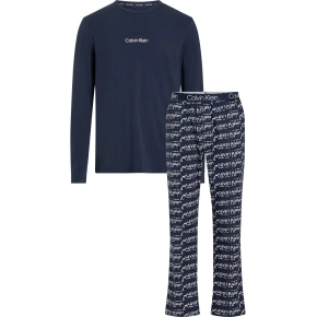Pánske pyžamo L/S PANT SET 000NM2184E GVB tm. modré - Calvin Klein