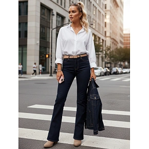 Dámske džínsy s vysokým pásom UY2911 tmavomodré - FashionStreet