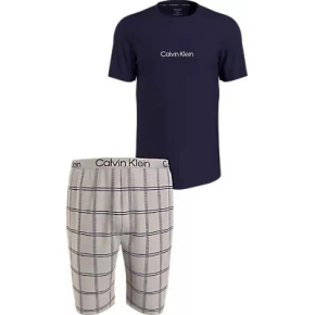Pánske pyžamo 000NM2183E O1M tmavomodré s béžovou - Calvin Klein