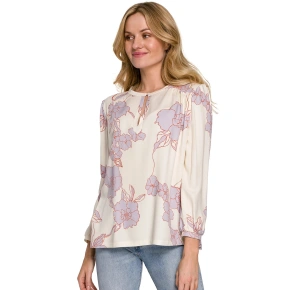 Dámska blúzka K099 Ecru s fialovou - Makover