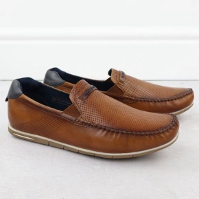 Skórzane mokasyny męskie komfortowe wsuwane brązowe Bugatti 321-A2X6G-4000