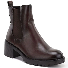 Dámske členkové topánky na podpätku, zateplené, hnedé, Potocki SZ12742