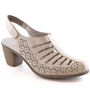 Kožené sandále na podpätku Rieker W RKR49B beige