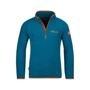 Unisex fleecová mikina Trollkids Kids Nordland Half Zip deep lagoon/cinnamon lightweight and breathable blue (707-178)