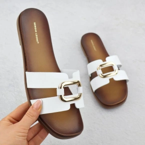 Dámske žabky s ornamentom biele Sergio Leone SK077H Dámske žabky s ornamentom biele Sergio Leone SK077H