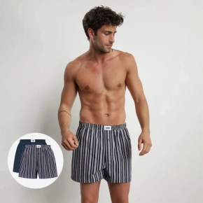Pánske voľné boxerky 2 ks ECOSMART LOOSE BOXER Green BIO / Tmavomodrá so sivou - DIM