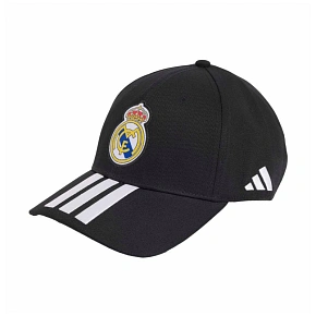 Čiapka s kšiltom adidas Real Madrid, čierno-biela, KQ9575