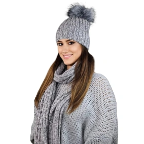 Súprava čiapky a šálu K.22.261.05 Light grey - Kamea