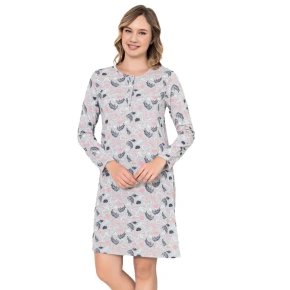 Dámska nočná košeľa CHR-K 3022 šedá s plameniakmi - Christina Secret