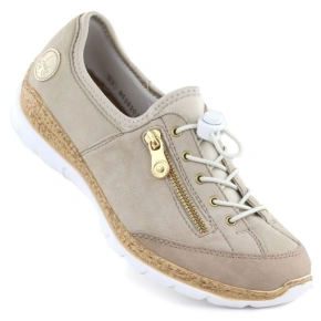 Dámske kožené slip-on topánky béžové Rieker N42F1-60