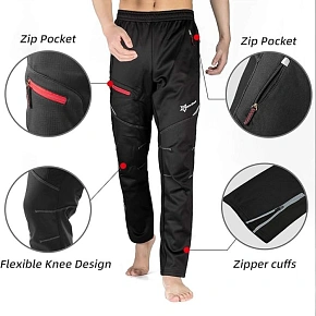 Rockbros – dlhé pánske cyklistické nohavice, čierne, veľkosť 4XL