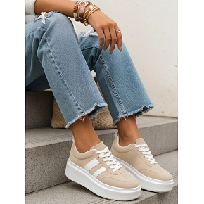 Dámske kožené tenisky LA319 ZY1378 beige - FashionStreet