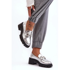 Dámske poltopánky na podpätku 2646-5 model 189876 Silver and Black - Sweet Shoes
