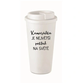 KAMARÁDKA JE NAJVÄČŠÍ POKLAD NA SVETE - biely termohrnček 475 ml