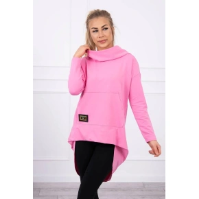 Dámska predĺžená mikina s kapucňou 9116 Pink - K-Fashion