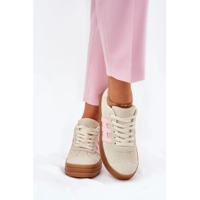 Dámska športová obuv 25SP26-9089 Light beige with pink - NOVINKY
