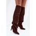 Dámske vysoké topánky na podpätku CLS-580 Dark Brown Coffee - Joalice