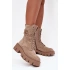 Dámska zateplená členková obuv so zdobením DA183P Beige - Seastar