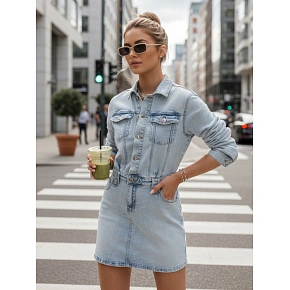 Džínsové mini šaty JENSAGA EY2592 svetlomodré - DStreet