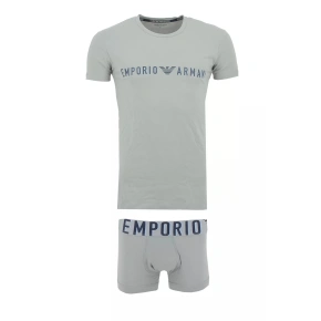 Pánska súprava trička a boxeriek 111604 4R516 05543 sivá - Emporio Armani