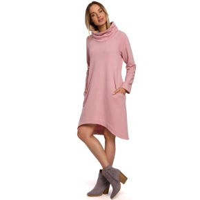 Dámske šaty s asymetrickým lemom M551 powder pink - Moe