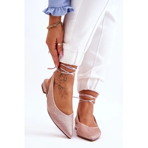 Dámske baleríny s uzlami a kamienkami 6140 Beige - Diamantique