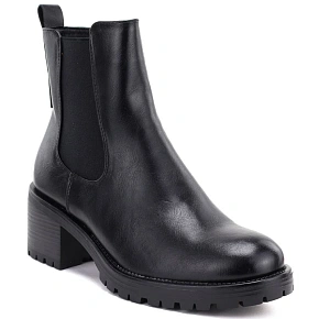 Dámske členkové topánky na podpätku, zateplené, čierne, Potocki SZ12742